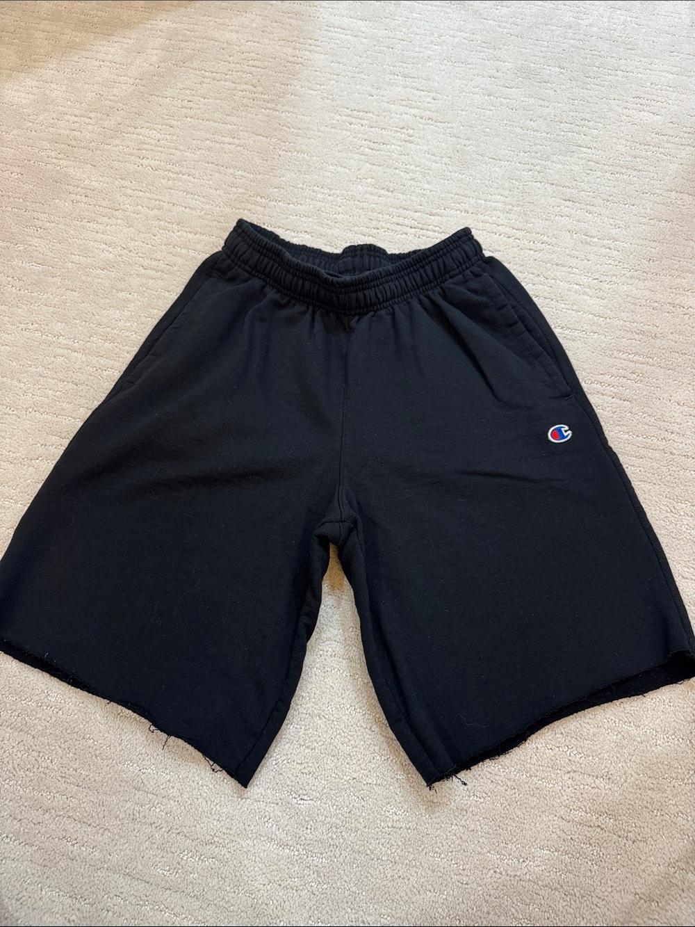 Champion Black Fleece 9” Frayed Hem Drawstring Shorts